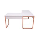 Ver imagem 4 de Mesa de Escritório Office Estilo Industrial de canto 150x150 Branco Com Cobre