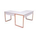 Ver imagem 3 de Mesa de Escritório Office Estilo Industrial de canto 150x150 Branco Com Cobre
