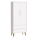 Ver imagem 1 de Guarda-Roupa Retrô 2 Portas Théo New Branco Fosco com Madeira - Reller