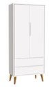 Ver imagem 1 de Guarda-Roupa Retrô 2 Portas Théo New Branco Fosco com Madeira - Reller