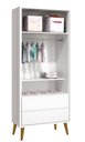 Ver imagem 5 de Guarda-Roupa Retrô 2 Portas Théo New Branco Fosco com Madeira - Reller