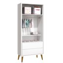 Ver imagem 5 de Guarda-Roupa Retrô 2 Portas Théo New Branco Fosco com Madeira - Reller