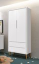 Ver imagem 2 de Guarda-Roupa Retrô 2 Portas Théo New Branco Fosco com Madeira - Reller