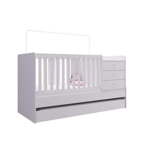 Berço Cama Multifuncional com Cama Auxiliar Branco - Completa Móveis