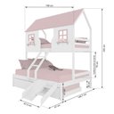 Ver imagem 3 de Treliche Casal/ Solteiro Casinha Encantada com Kit Escada/ Escorregador Madeira Maciça Branco/ Rosa