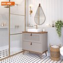 Ver imagem 2 de Gabinete para Banheiro 80cm 100% Mdf 1 Gaveta 1 Porta Basculante Veneto Mgm Móveis Cappuccino/