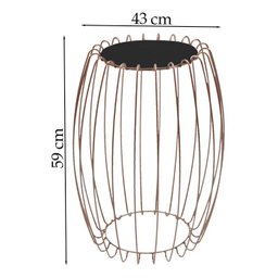 Kit Mesa Apoio Lateral 43 Cm Tampo Vidro Preto Base Metal Cobre Nacc - 4