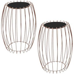 Kit Mesa Apoio Lateral 43 Cm Tampo Vidro Preto Base Metal Cobre Nacc - 1