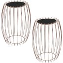 Ver imagem 1 de Kit Mesa Apoio Lateral 43 Cm Tampo Vidro Preto Base Metal Cobre Nacc