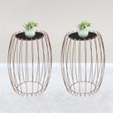 Ver imagem 6 de Kit Mesa Apoio Lateral 43 Cm Tampo Vidro Preto Base Metal Cobre Nacc