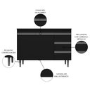 Ver imagem 3 de Balcão Gabinete Para Pia 100cm com Tampo 2 Portas Andréia Preto - AJL Móveis