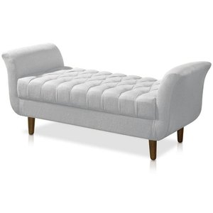 Recamier Estofado 150 cm Para Sala de Estar Grécia Corano Branco - DL DECOR