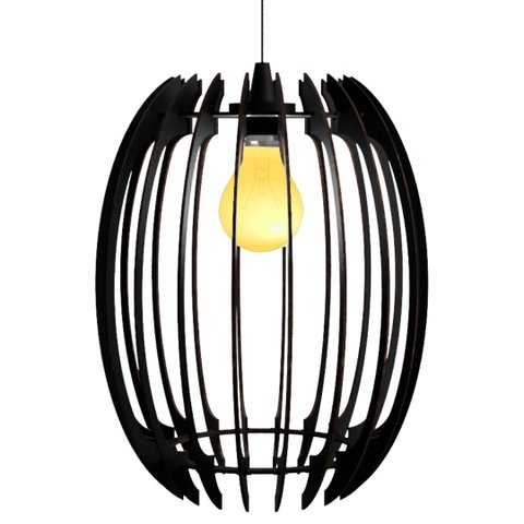 Luminária Teto tipo Pendente GREGA MDF - Completa - Cor: Preta