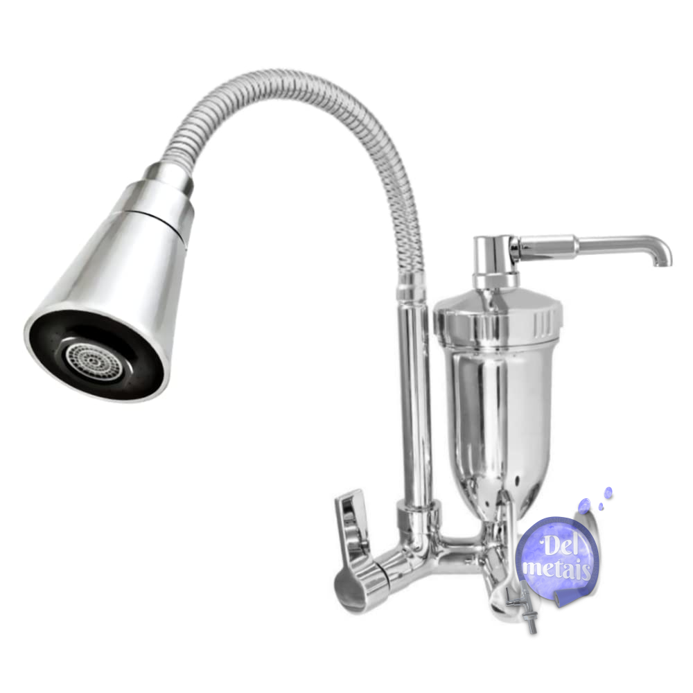 Torneira com Filtro Gourmet Pia Cozinha de Parede Metal Cone Del Metais Exclusive - 6