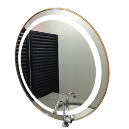 Espelho Banheiro Led 3 Cores 60 Cm Redondo Moldura Dourada Tecla Touch Screem Luz Frontal - 3