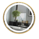 Ver imagem 7 de Espelho 4mm Banheiro Led 3 Cores 60 Cm Redondo Moldura Dourada Tecla Touch Screem Luz Frontal