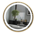 Ver imagem 4 de Espelho 4mm Banheiro Led 3 Cores 60 Cm Redondo Moldura Dourada Tecla Touch Screem Luz Frontal