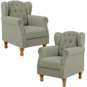 Ver imagem 1 de Kit 02 Poltronas Decorativa para Sala de Estar Yara P02 Bouclê Oliva - Lyam Decor