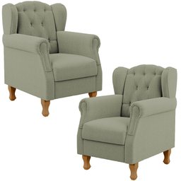 Kit 02 Poltronas Decorativa para Sala de Estar Yara P02 Bouclê Oliva - Lyam Decor - 1