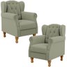 Kit 02 Poltronas Decorativa para Sala de Estar Yara P02 Bouclê Oliva - Lyam Decor - 1