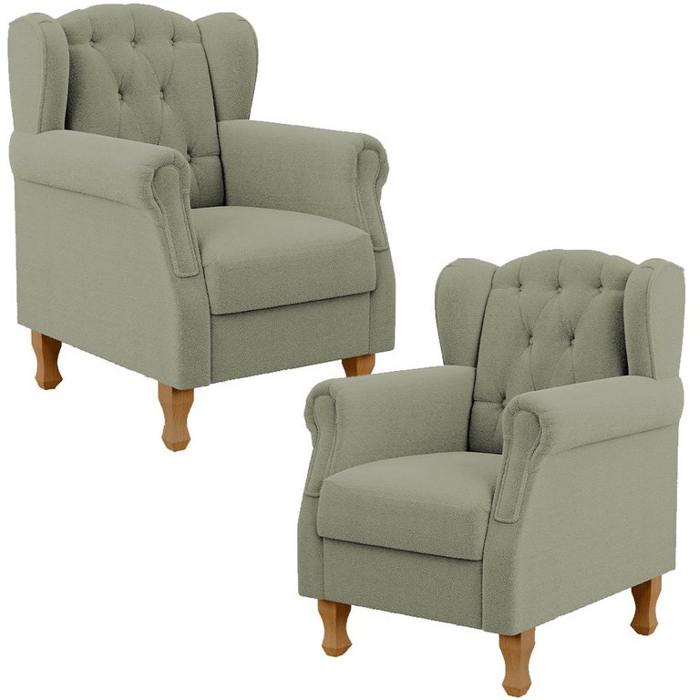 Kit 02 Poltronas Decorativa para Sala de Estar Yara P02 Bouclê Oliva - Lyam Decor Kit 02 Poltronas Decorativa para Sala de Estar Yara P02 Bouclê Oliva - Lyam Decor
