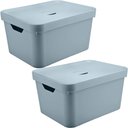 Ver imagem 1 de 2 Caixas Organizadoras 32l Organizadores Brinquedo Closet ou Tampa Cube Azul Glacial