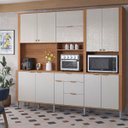 Ver imagem 1 de Armário de Cozinha Astra 10 Portas 4 Gavetas Jequitibá/areia - Lukaliam