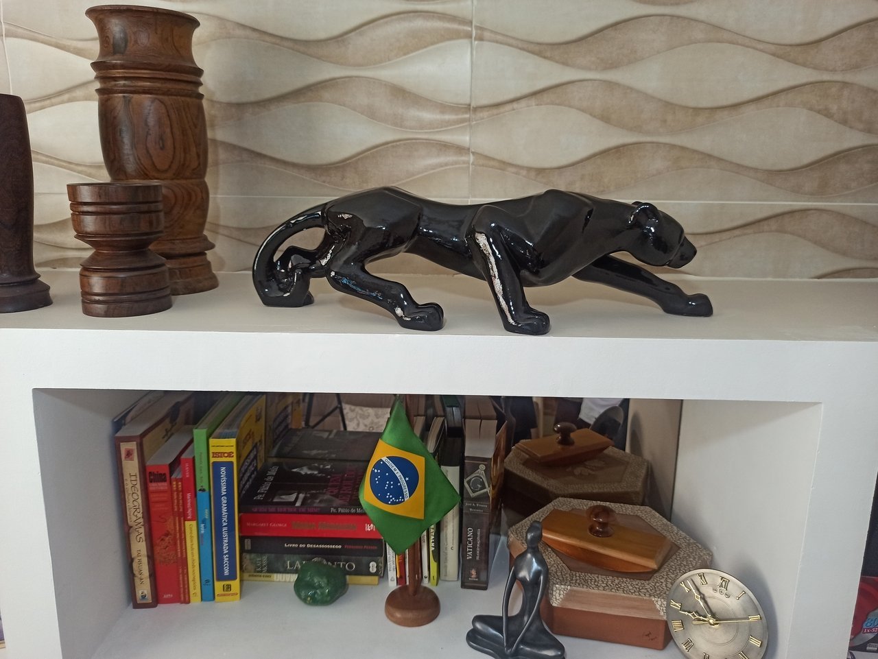 Decoração de Luxo - Pantera em Cerâmica Preto Brilhante 58cm - Feita no Brasil - 5