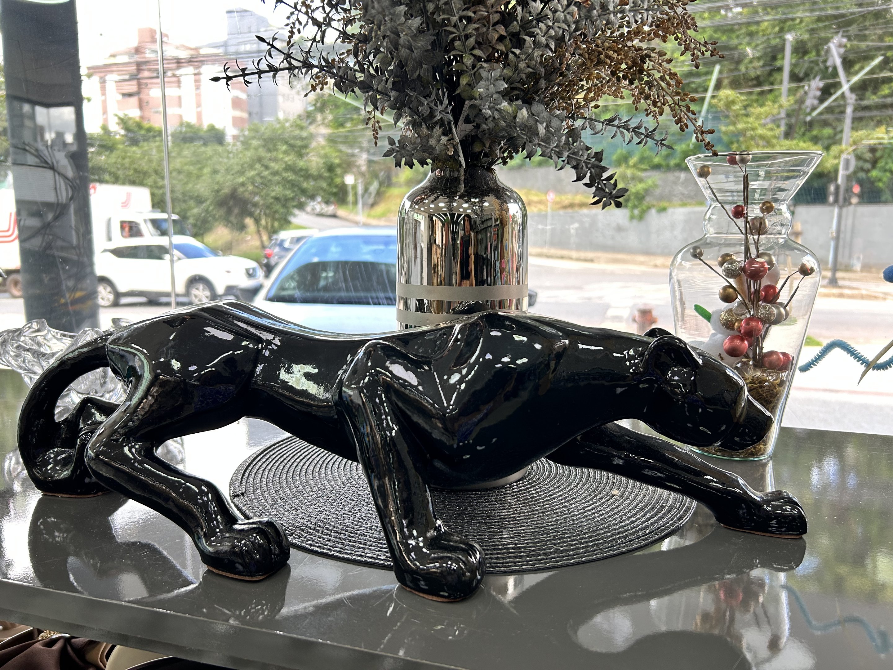 Pantera em Cerâmica - Preto Cadillac - 58cm - Super Luxo (feita no Brasil) - 3
