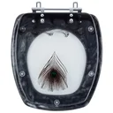 Ver imagem 1 de Assento Sanitario Poliester Decorado Pena de Pavao Fit Preta para vaso Celite