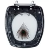 Assento Sanitario Poliester Decorado Pena de Pavao Fit Preta para vaso Celite - 1