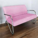 Ver imagem 3 de Kit Namoradeira + Poltrona Decorativa Bela Suede Rosa Bebê Braço Cromado