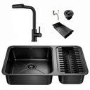 Ver imagem 1 de Kit Cuba Dupla Gourmet 64x40 Inox 304 com Torneira Brinovar Luxo