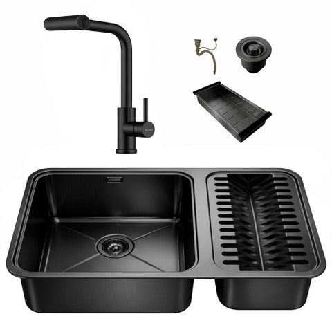 Kit Cuba Dupla Gourmet 64x40 Inox 304 com Torneira Brinovar Luxo
