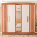 Ver imagem 2 de Guarda-Roupa Casal com Espelho 5 Portas 2 Gavetas Sophia Lux Espresso Móveis Off White/Freijó