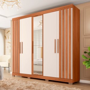 Guarda-roupa Casal com Espelho 5 Portas 2 Gavetas Sophia Lux Espresso Móveis