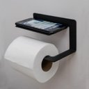 Ver imagem 4 de Papeleira para Banheiro de Parede Suporte Porta Papel Higiênico com Porta Objeto Cinza Masutti