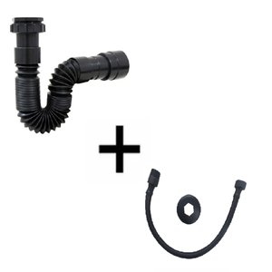 Sifão Sanfonado Preto Universal + Engate Flexível Black 40cm