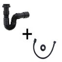 Ver imagem 1 de Sifão Sanfonado Preto Universal + Engate Flexível Black 40cm