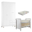 Ver imagem 2 de Berço Americano Mirelle com Colchão Gazin e Guarda Roupa Ternura Baby 4 Portas Branco Flex -