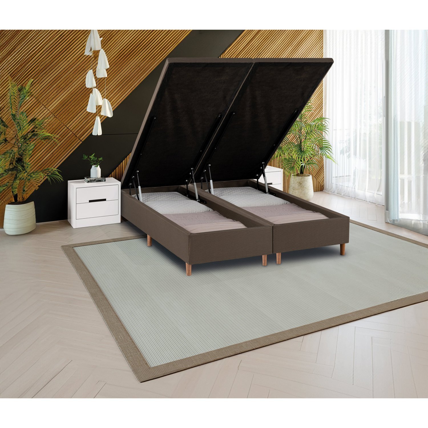 **アンティーク風♡SAVON‪ꔛ‬パウダーBOX風** Box Baú 158x198x30 Jacquard Pé Invisível | MadeiraMadeira