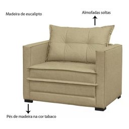 Poltrona Cama Londres Suede Bege Dmonegatto Suede Bege - 3