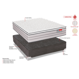 Conjunto Box Casal Protettore Pillow Top Espuma Viscoelástica 138x188x70 Reconflex - 3
