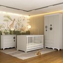 Ver imagem 1 de Quarto de Bebê Completo com Berço Americano 3 em 1 Suspiro Multimóveis Mp4624 Branco/off White