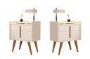 Ver imagem 1 de Kit 2 Mesas de Cabeceira Denise 1 Gaveta 1 Porta Pés Palito Off White - Comprar Moveis em Casa