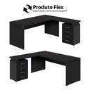 Ver imagem 5 de Mesa em L para Escritório Gaveteiro 4 Gavetas 150cm Preto F5 Office