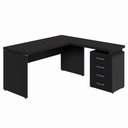 Ver imagem 4 de Mesa em L para Escritório Gaveteiro 4 Gavetas 150cm Preto F5 Office