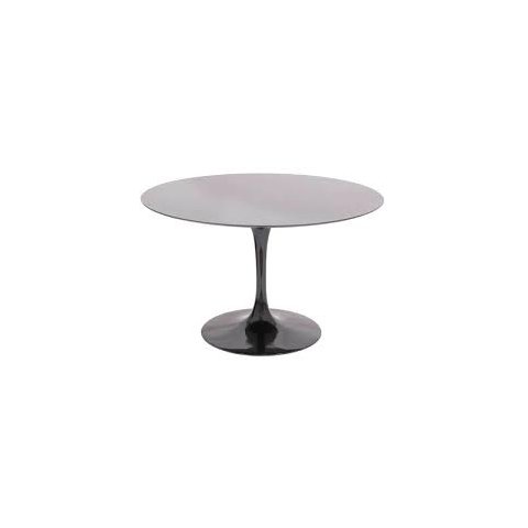 Mesa de Jantar Tulipa Saarinen Redonda 90 Cm + Vidro - Laqueada - Preto