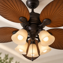 Ver imagem 6 de Ventilador de Teto Bivolt 5 Pás Folha Marrom com 5 Cúpulas de Iluminação