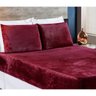 Jogo de Lençol Queen 3 Peças Manta Flannel Soft Fronha e Lençol Elástico Microfibra Vinho - 2